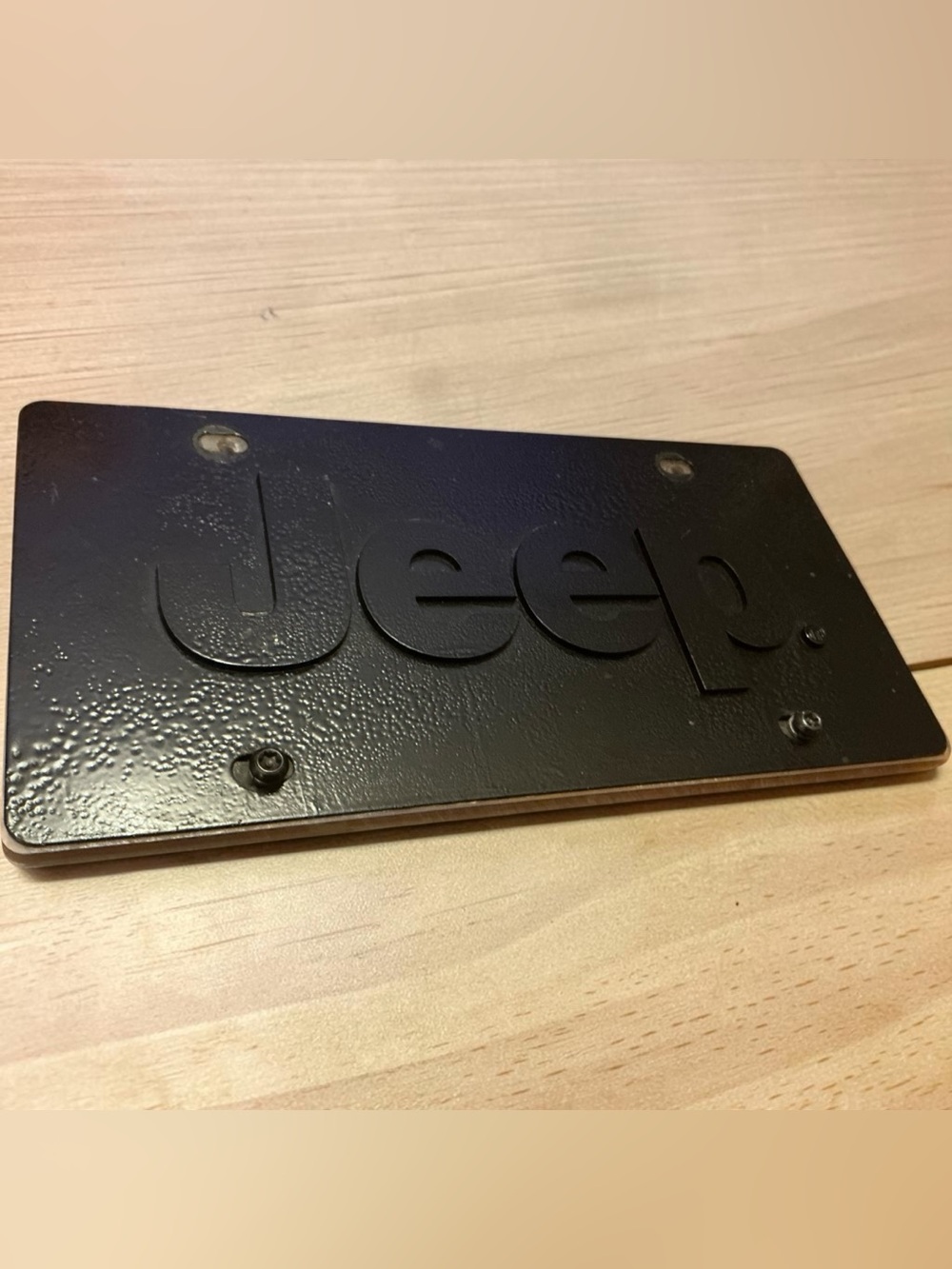 JEEP License Plate On Heavy Duty Black Carbon Steel
